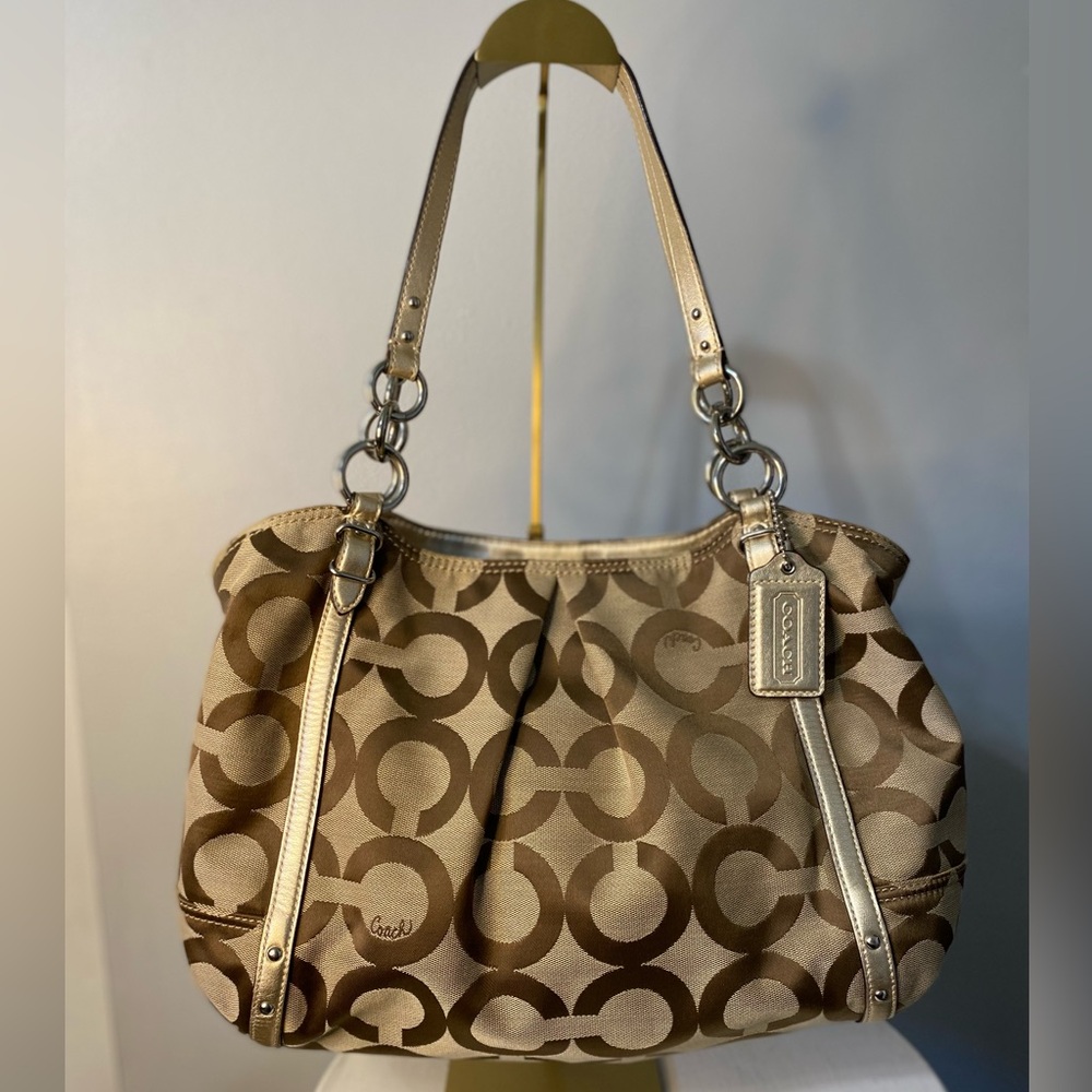 Coach Brown and Cream Shoulder Bag